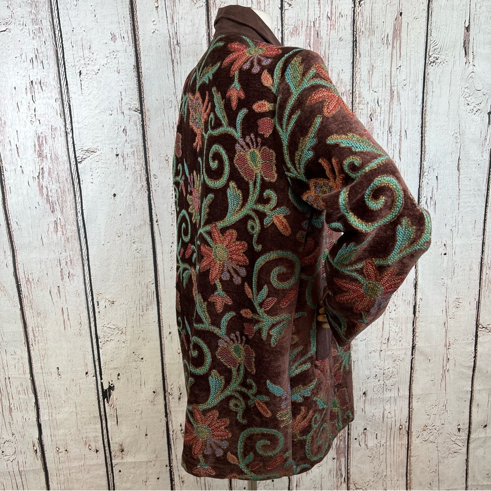 Vintage Maggie Sweet Floral Tapestry Rug Chenille Blazer Coat Jacket Size Medium - Picture 6 of 16